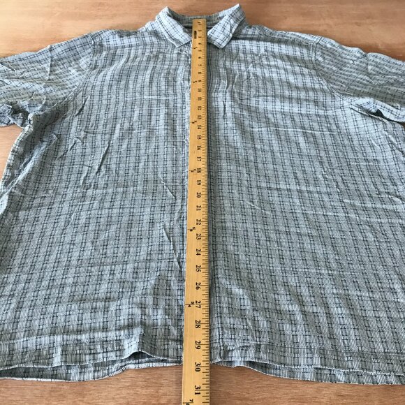 Tommy Bahama 100% Silk Shirt Men XXL Gray Plaid Button Up Short Sleeve Collared - Picture 5 of 11
